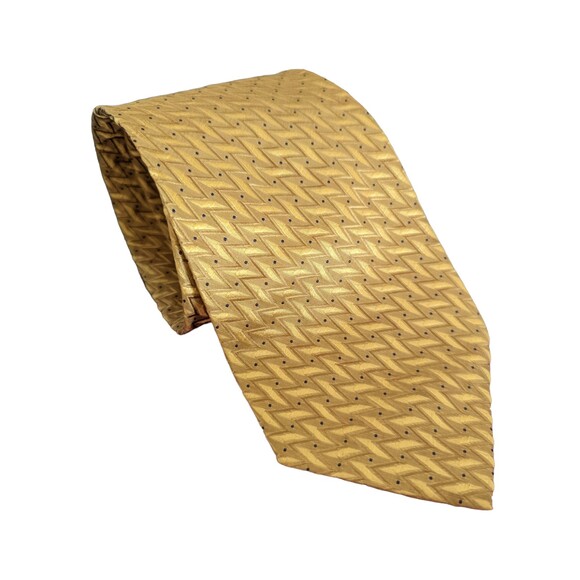Valerio Garati Handmade Gold Pattern 100% Silk Necktie - Picture 1 of 5